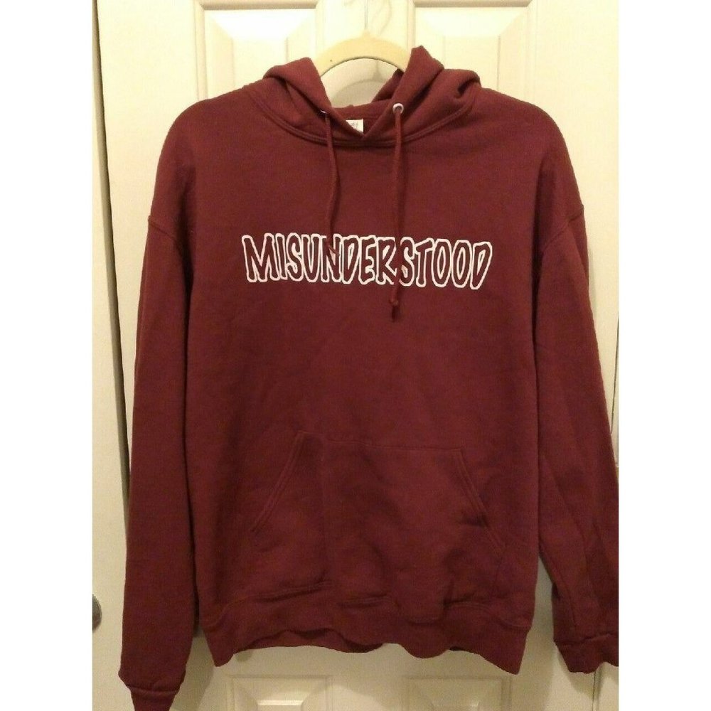 Hoodie 'Misunderstood' Jerzees Maroon Burgundy Men or Women Size Medium